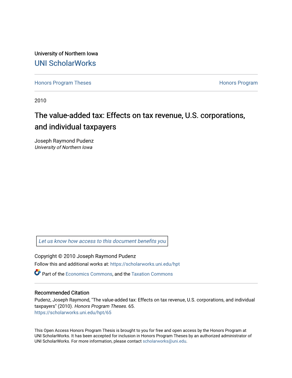 The Value-Added Tax: Effects on Tax Revenue, U.S