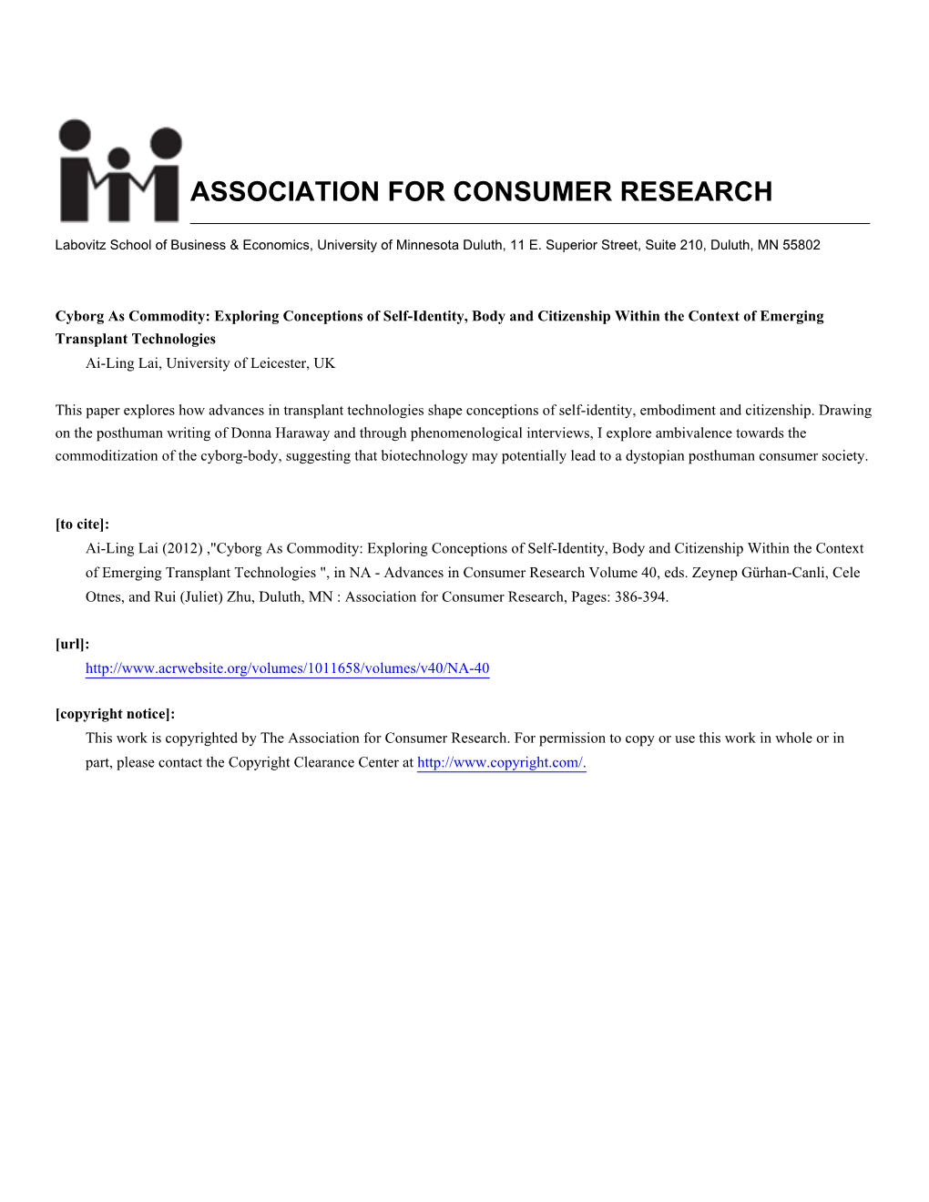 Association for Consumer Research