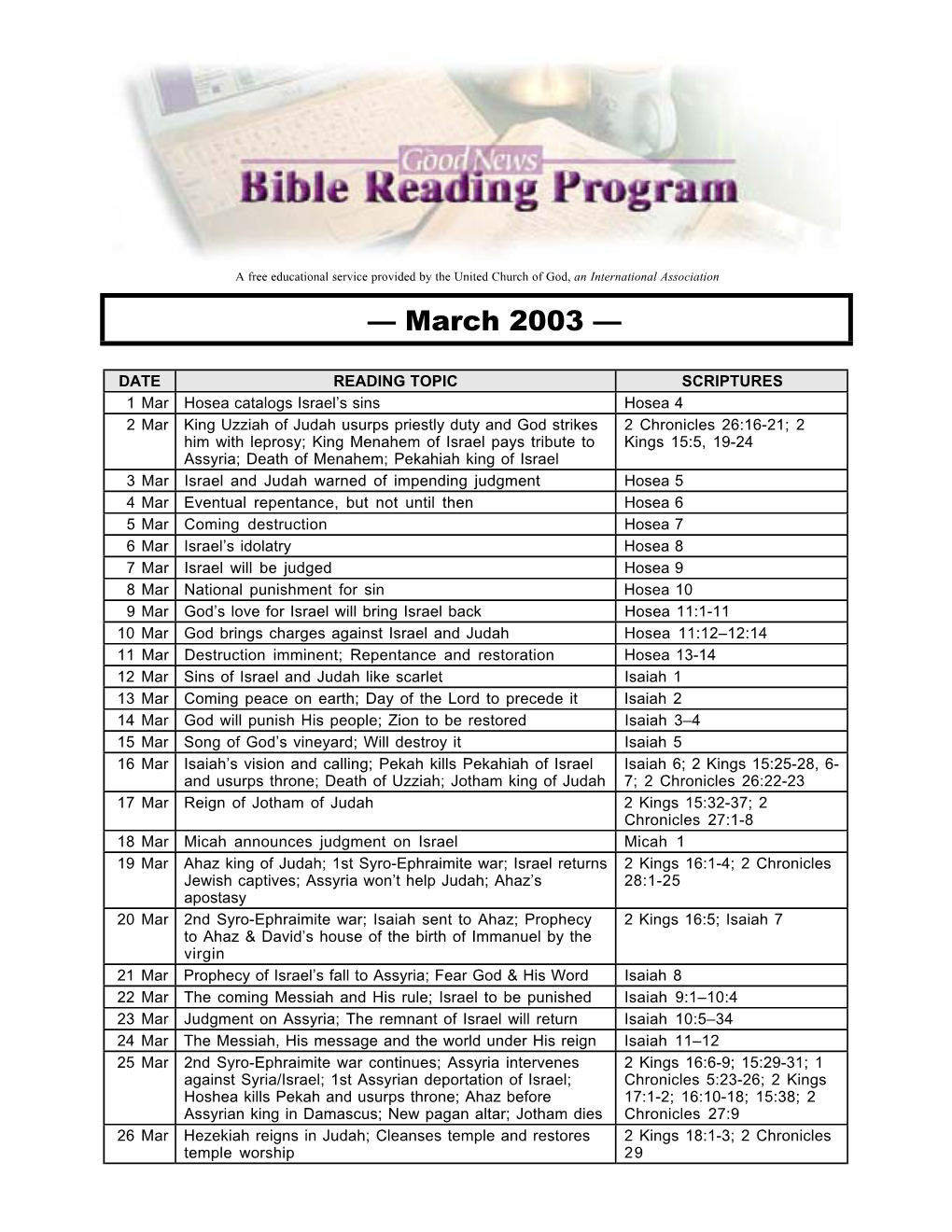 Hosea, 2 Chronicles, Isaiah, 2 Kings, Micah