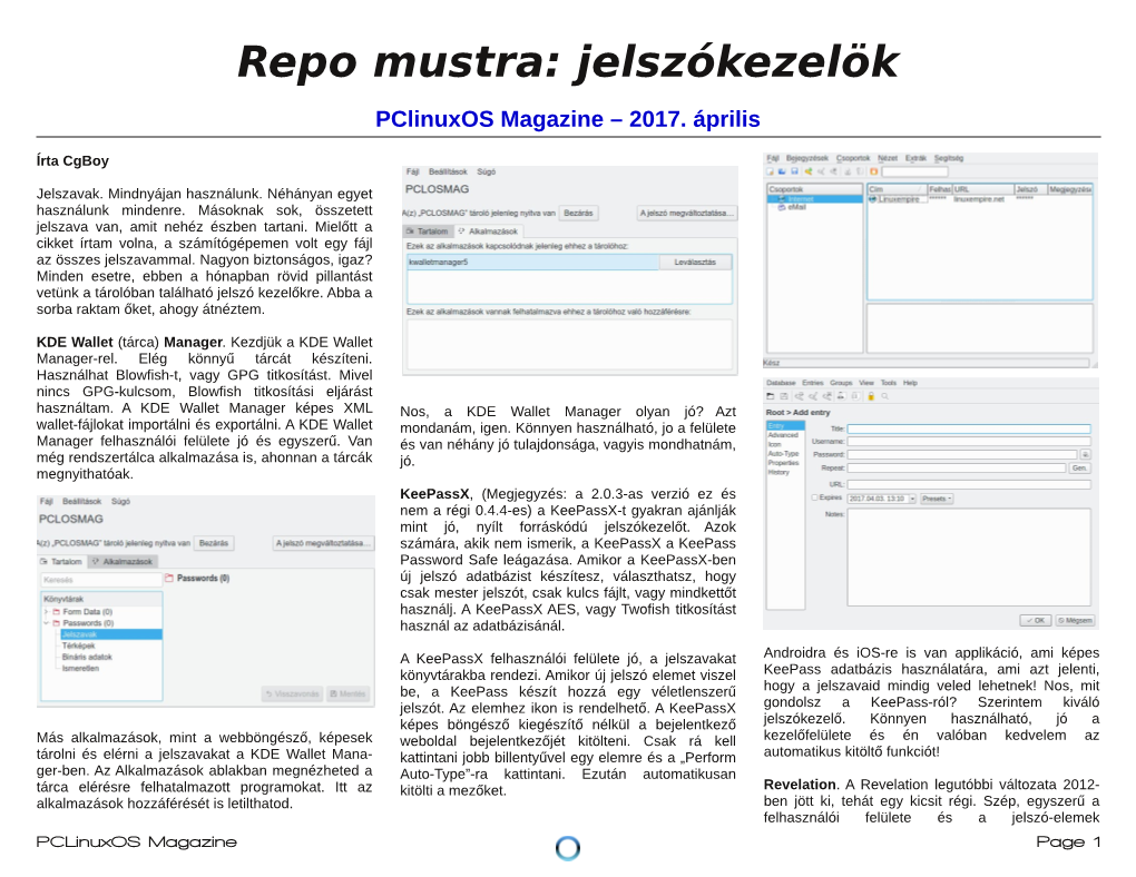 Jelszókezelök Pclinuxos Magazine – 2017