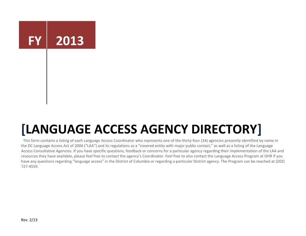 Language Access Agency Directory