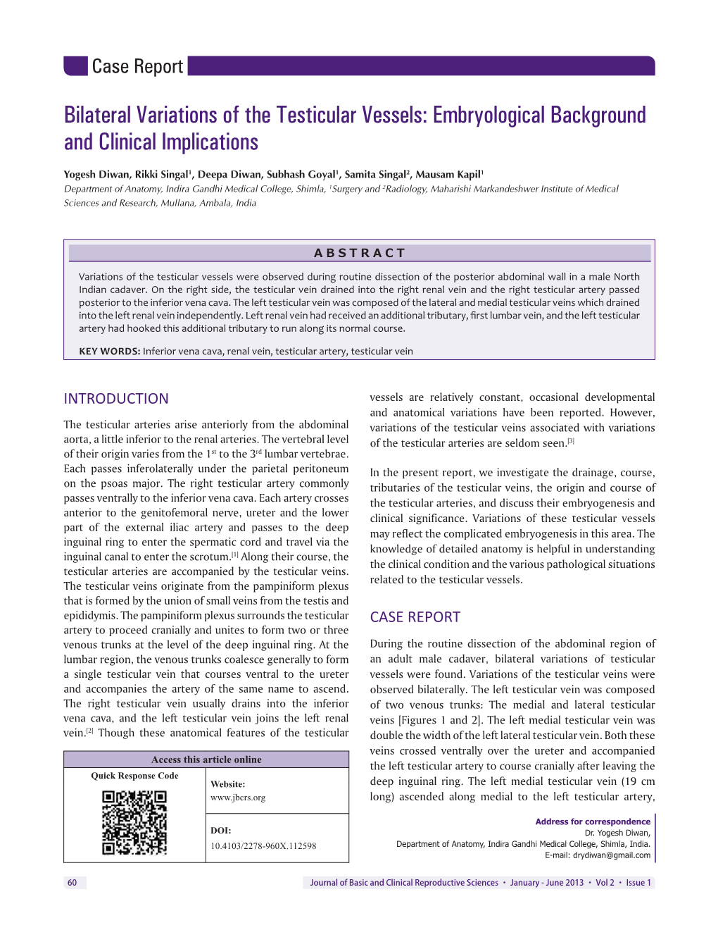 Bilateral Variations of the Testicular Vessels: Embryological Background and Clinical Implications