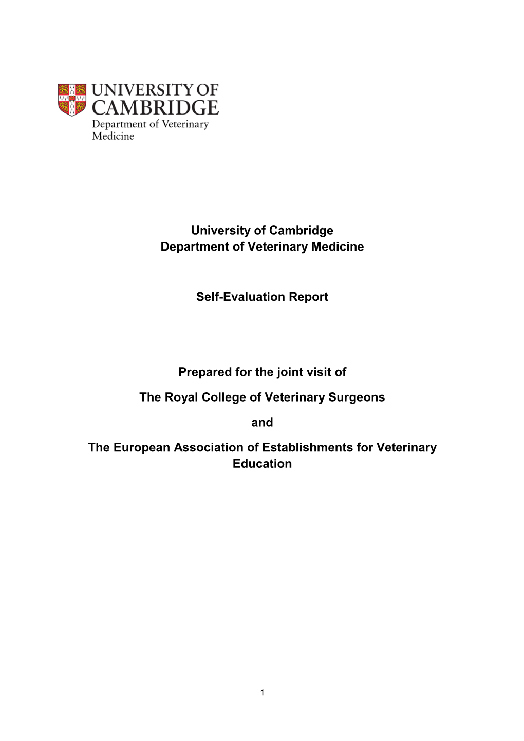 University of Cambridge Department of Veterinary Medicine Self
