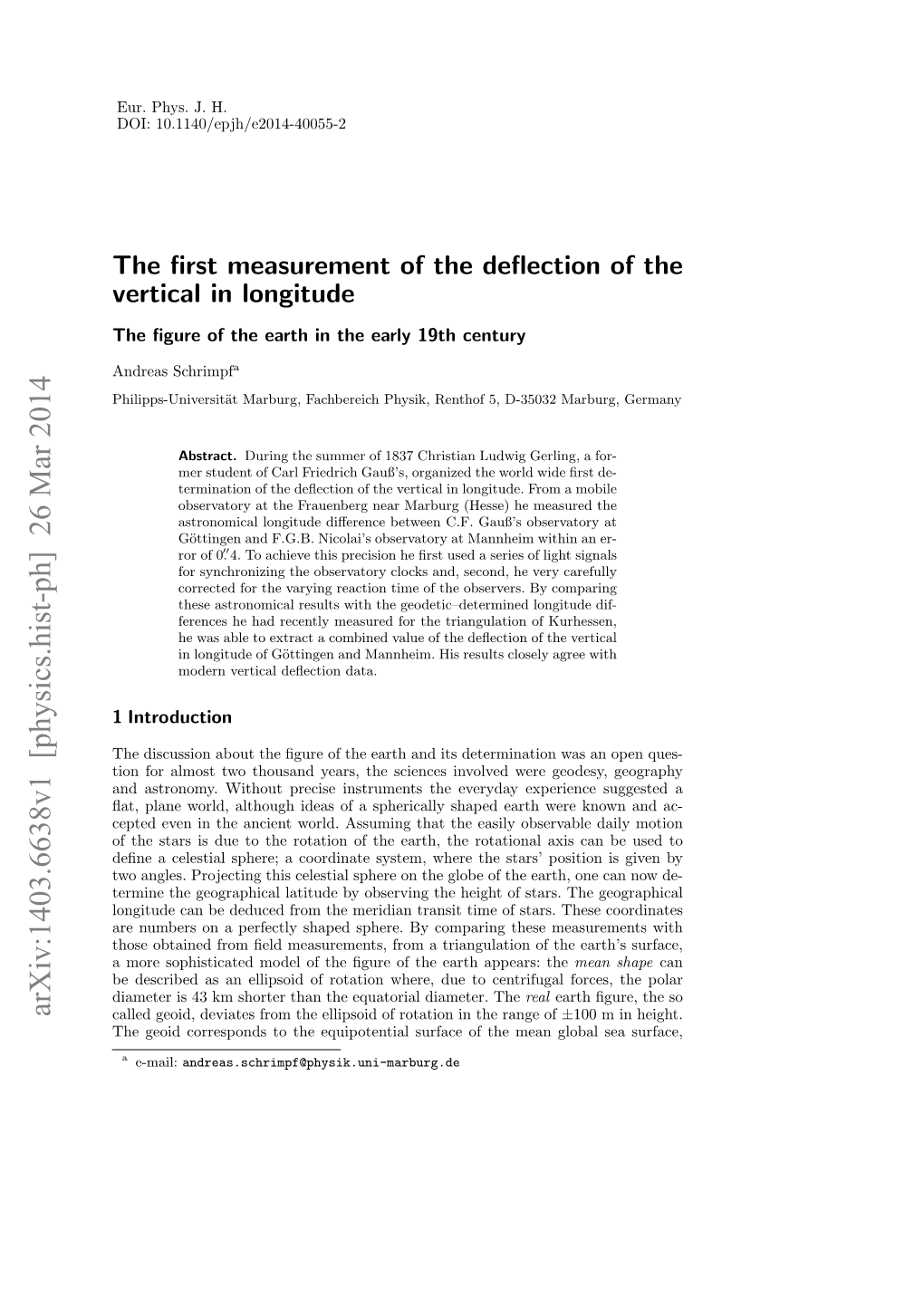 The First Measurement of the Deflection of the Vertical in Longitude