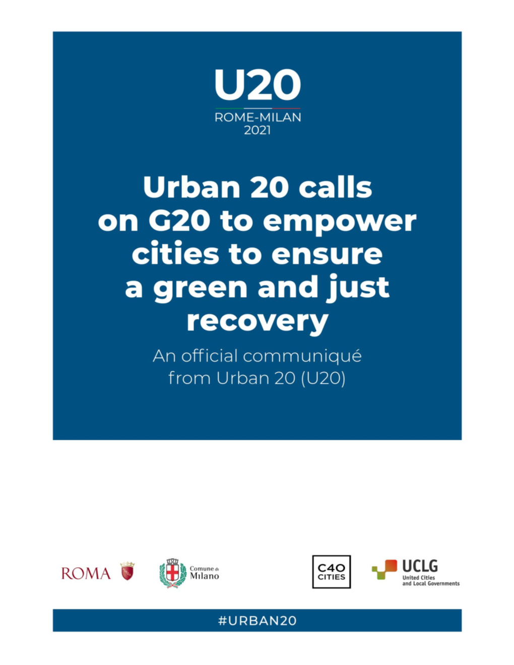 U20 Rome-Milan 2021 – Urban 20 Calls on G20 To