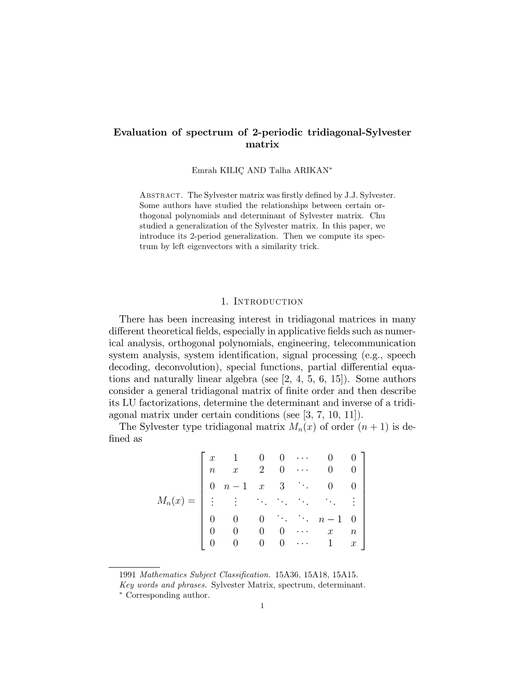 Evaluation of Spectrum of 2-Periodic Tridiagonal-Sylvester Matrix