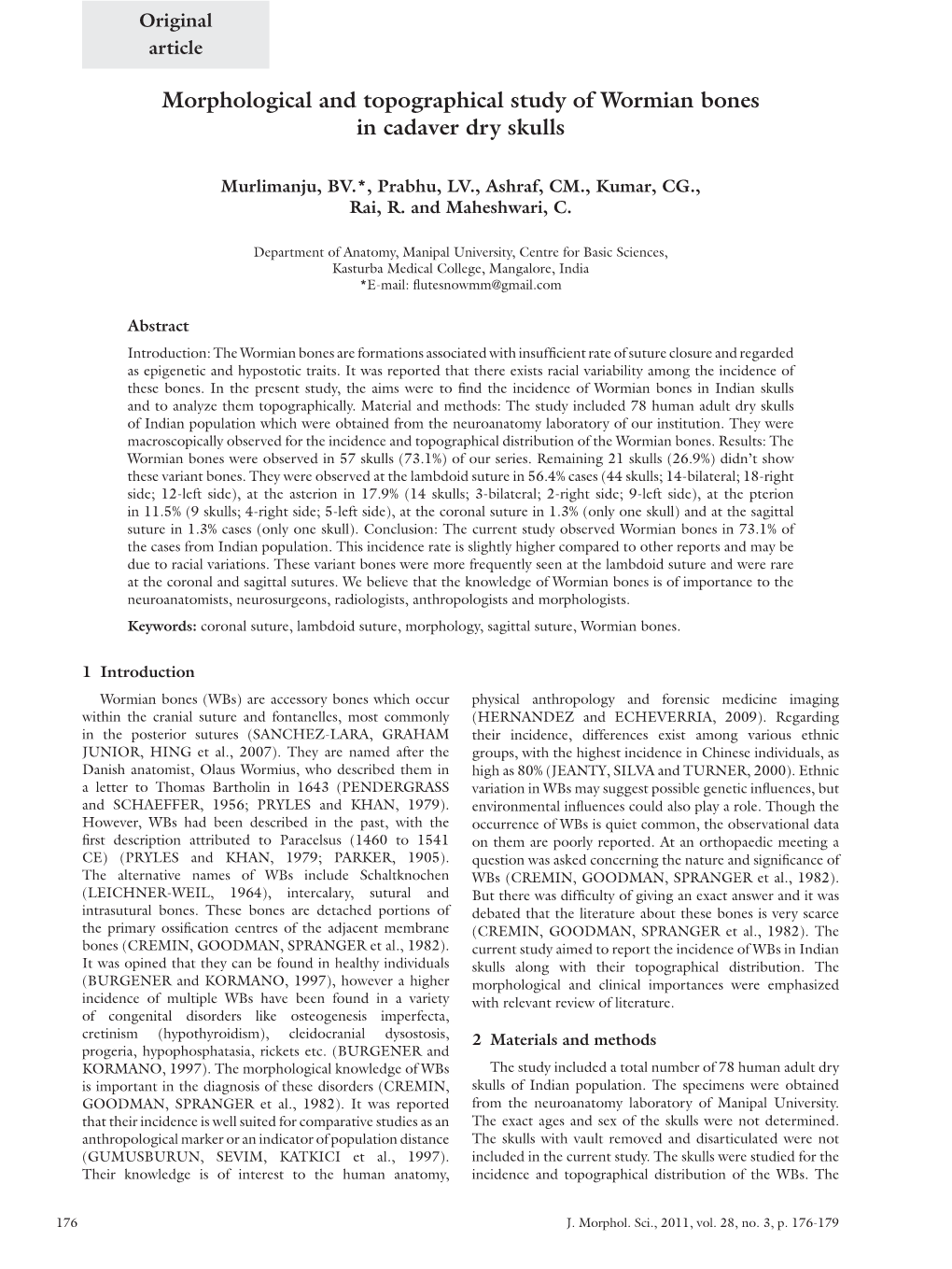 Morphological and Topographical Study of Wormian Bones in Cadaver Dry Skulls