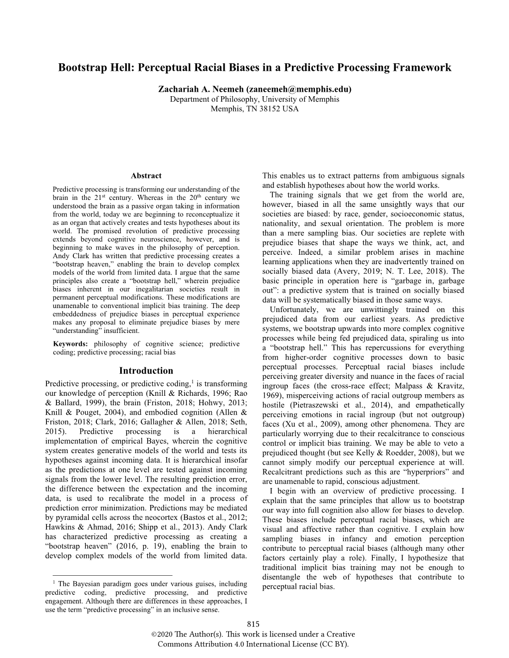 Bootstrap Hell: Perceptual Racial Biases in a Predictive Processing Framework