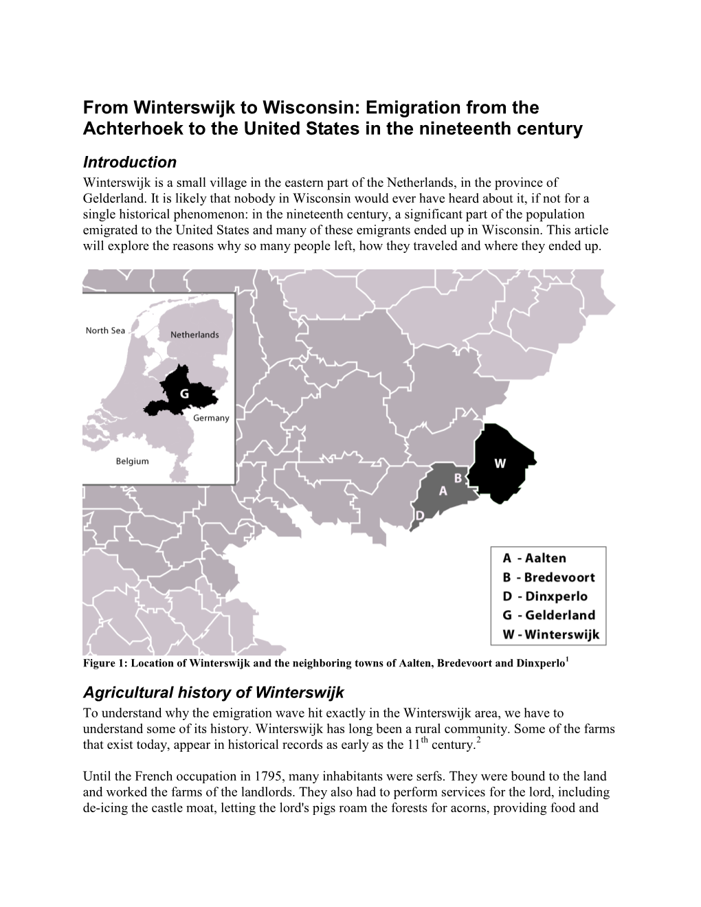 From Winterswijk to Wisconsin: Emigration from the Achterhoek to the United States in the Nineteenth Century