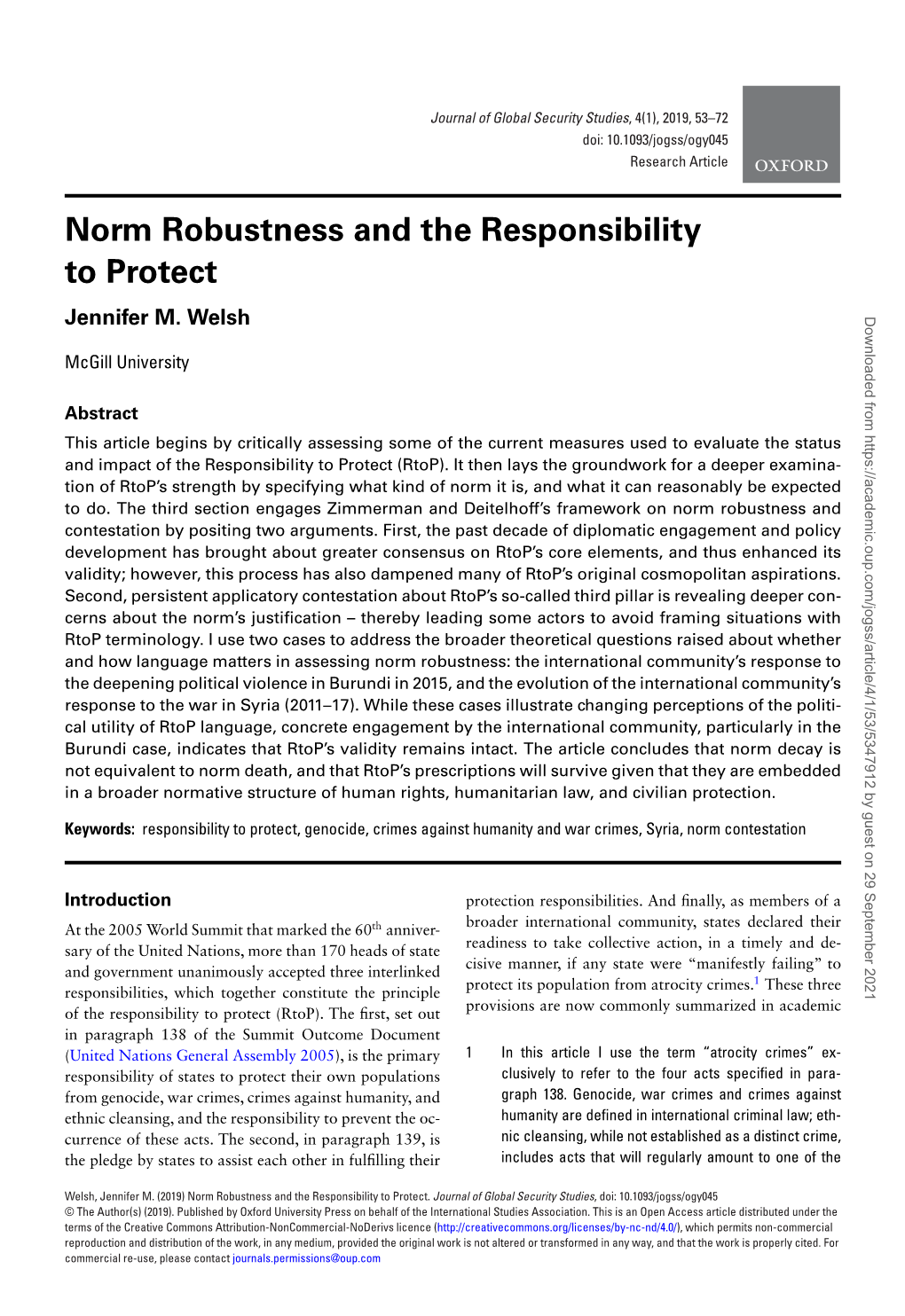 Norm Robustness and the Responsibility to Protect