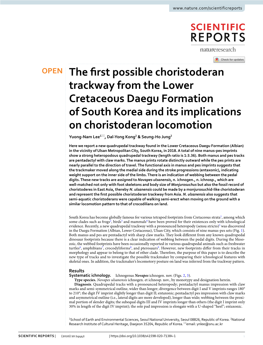 The First Possible Choristoderan Trackway from the Lower