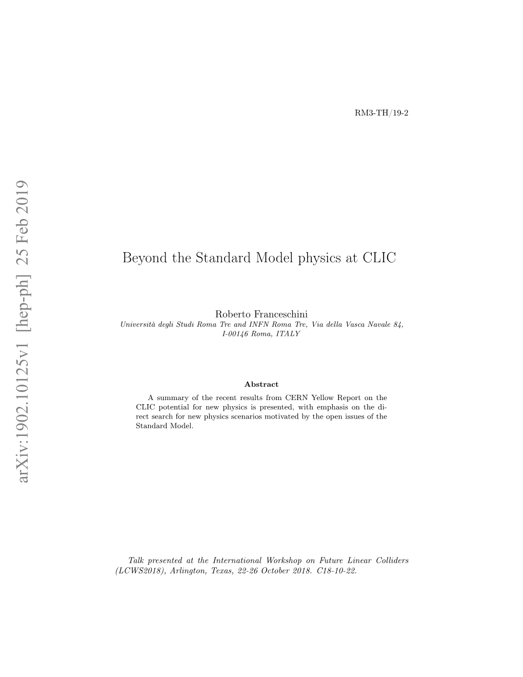 Beyond the Standard Model Physics at CLIC