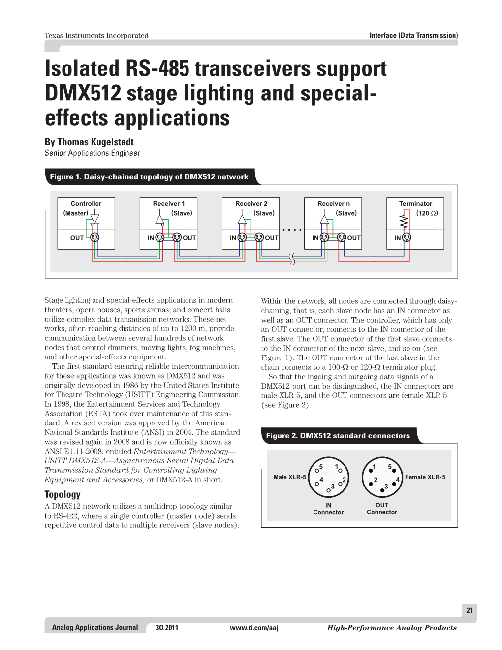 Isolated RS-485 Transceivers Support DMX512 Stage Lighting & Special-Effects