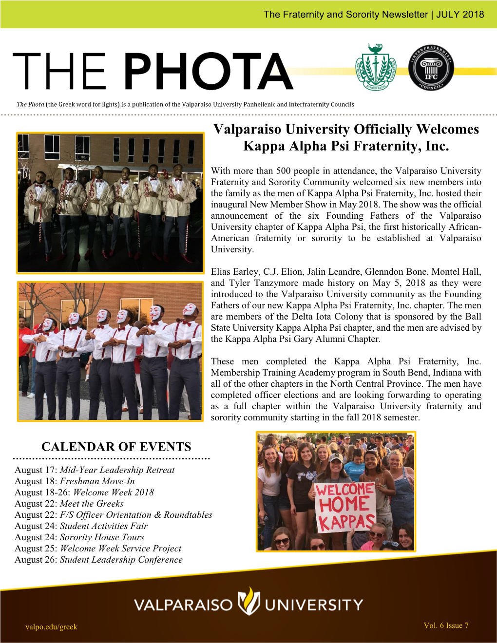 Valparaiso University Officially Welcomes Kappa Alpha Psi Fraternity, Inc