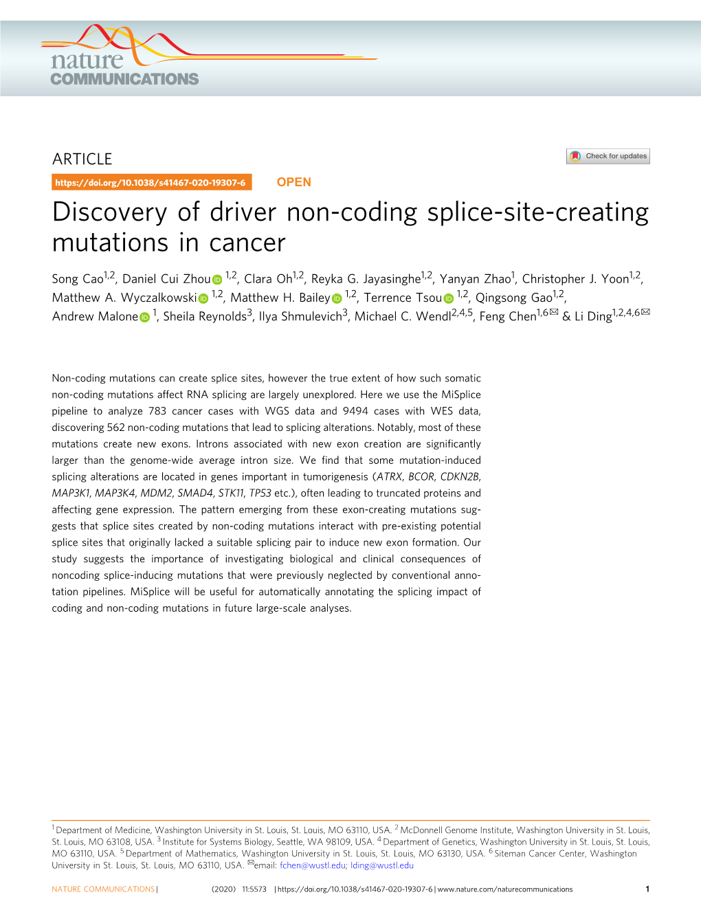 Discovery of Driver Non-Coding Splice-Site-Creating Mutations in Cancer