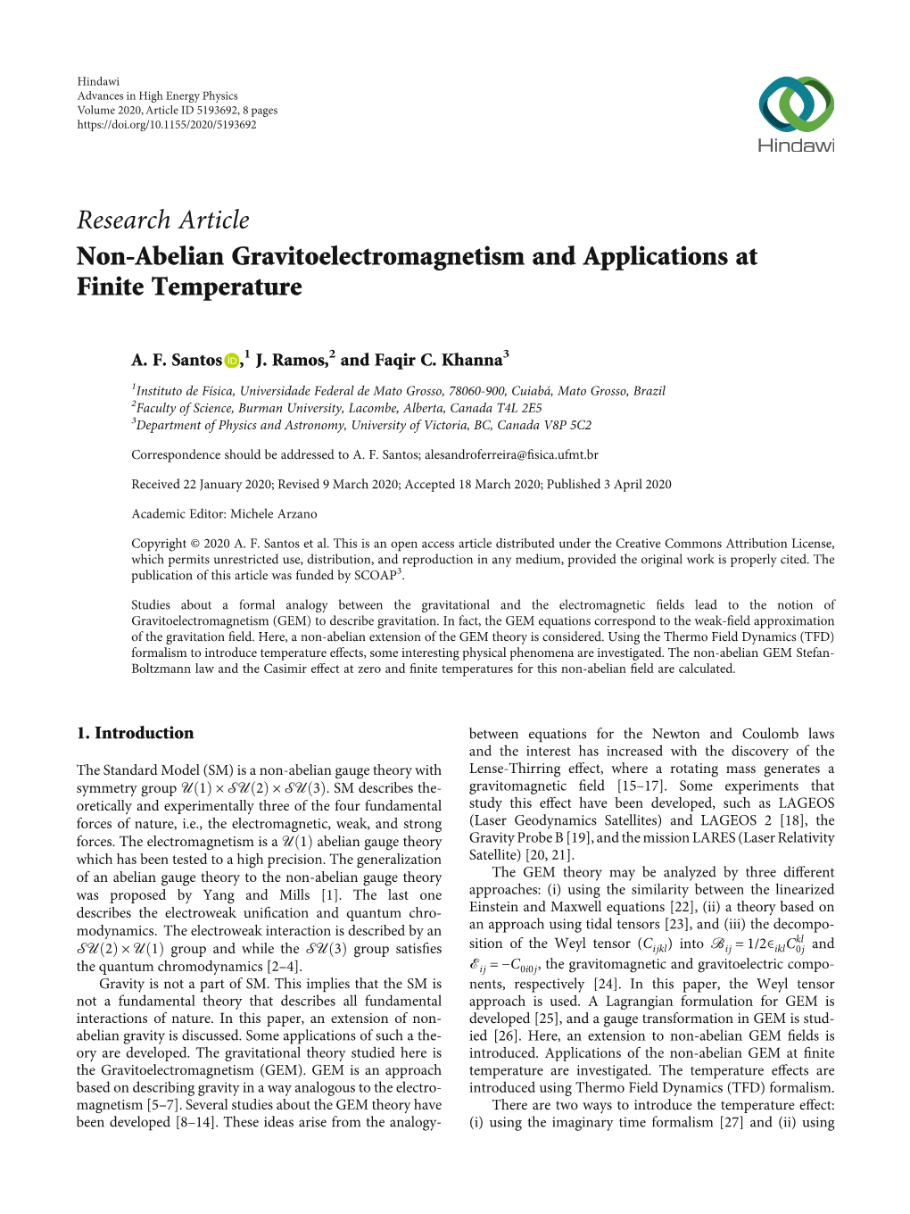 Non-Abelian Gravitoelectromagnetism and Applications at Finite Temperature