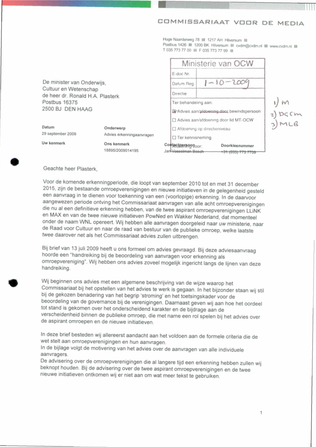 Inkomend Gescand Document 1-10-2009