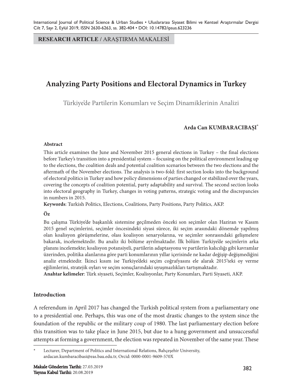 Analyzing Party Positions and Electoral Dynamics in Turkey