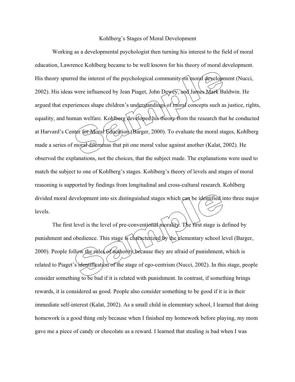 Kohlberg's Stages of Moral Development Working As A