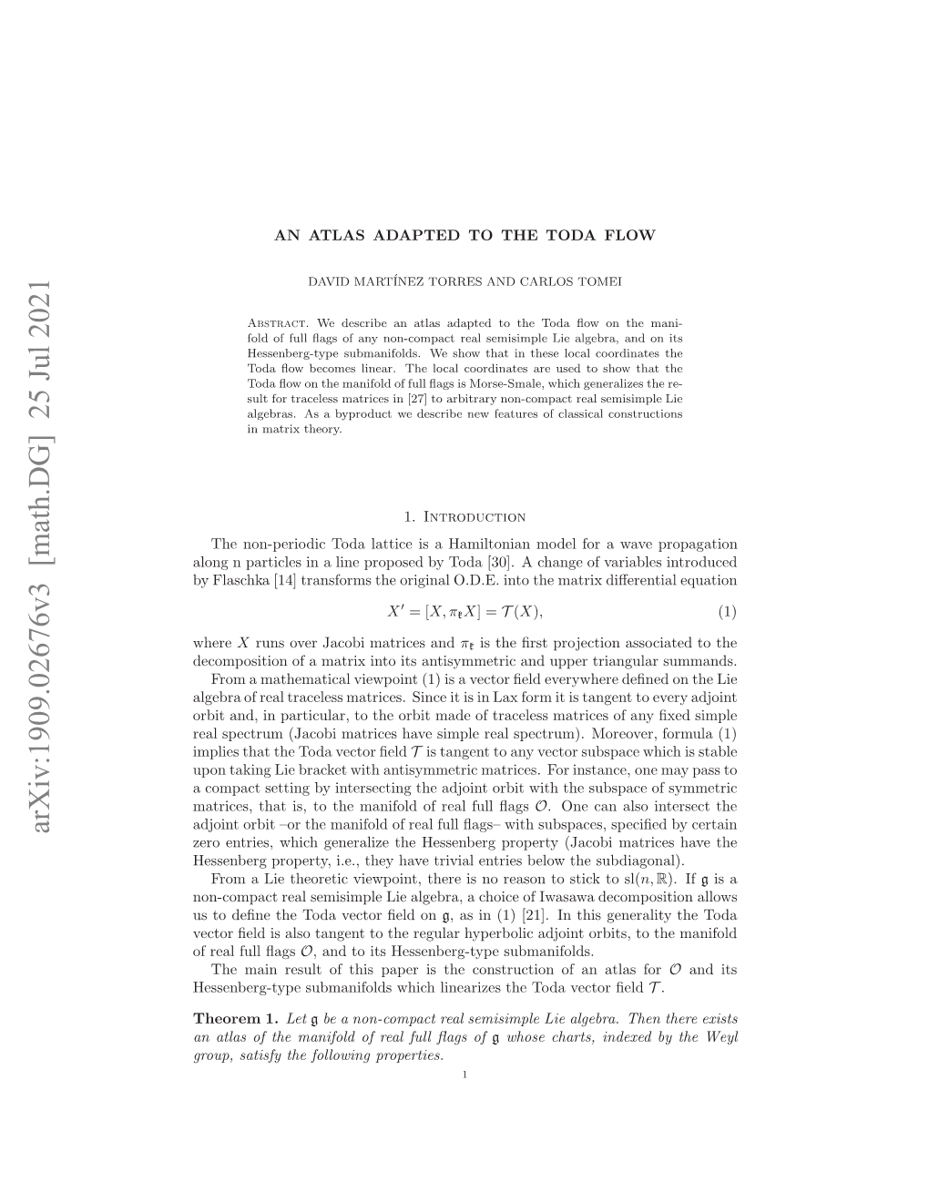 Arxiv:1909.02676V3 [Math.DG] 25 Jul 2021 Elsetu Jcb Arcshv Ipera Pcrm.Mor a of Spectrum)