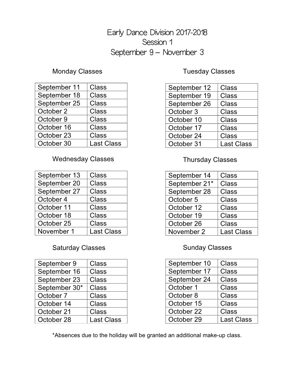 Early Dance Division Calendar 17-18