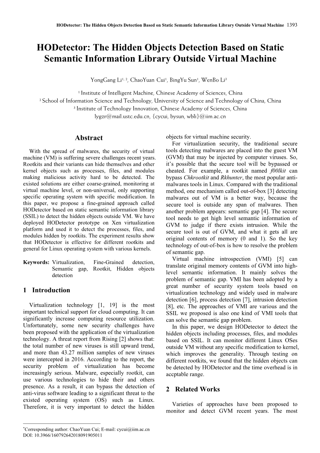 Hodetector: the Hidden Objects Detection Based on Static Semantic Information Library Outside Virtual Machine 1393