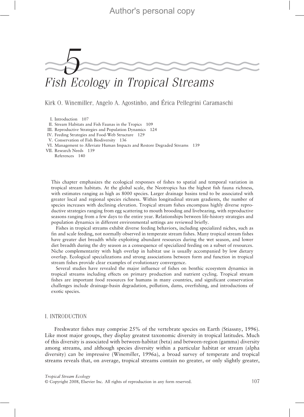 Fish Ecology in Tropical Streams