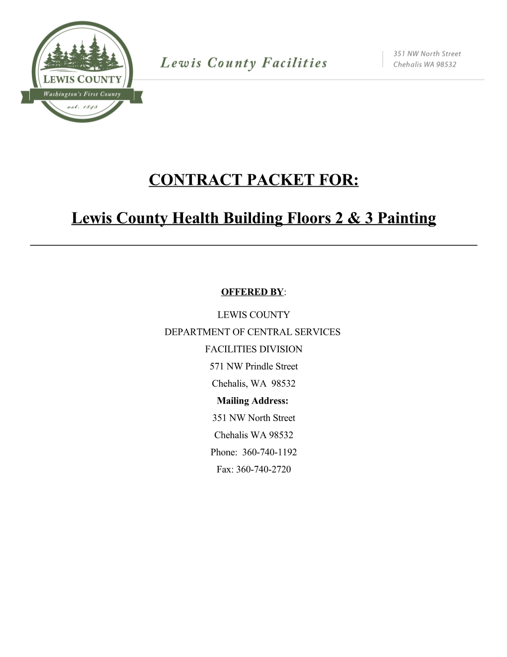 Lewis County Health Building Floors 2 & 3 Painting