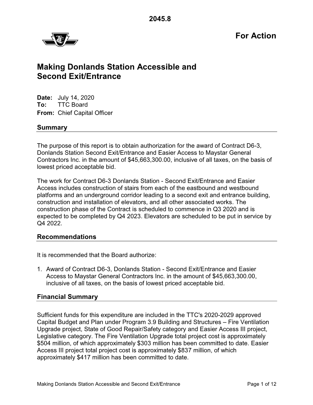 Making Donlands Station Accessible and Second Exit/Entrance