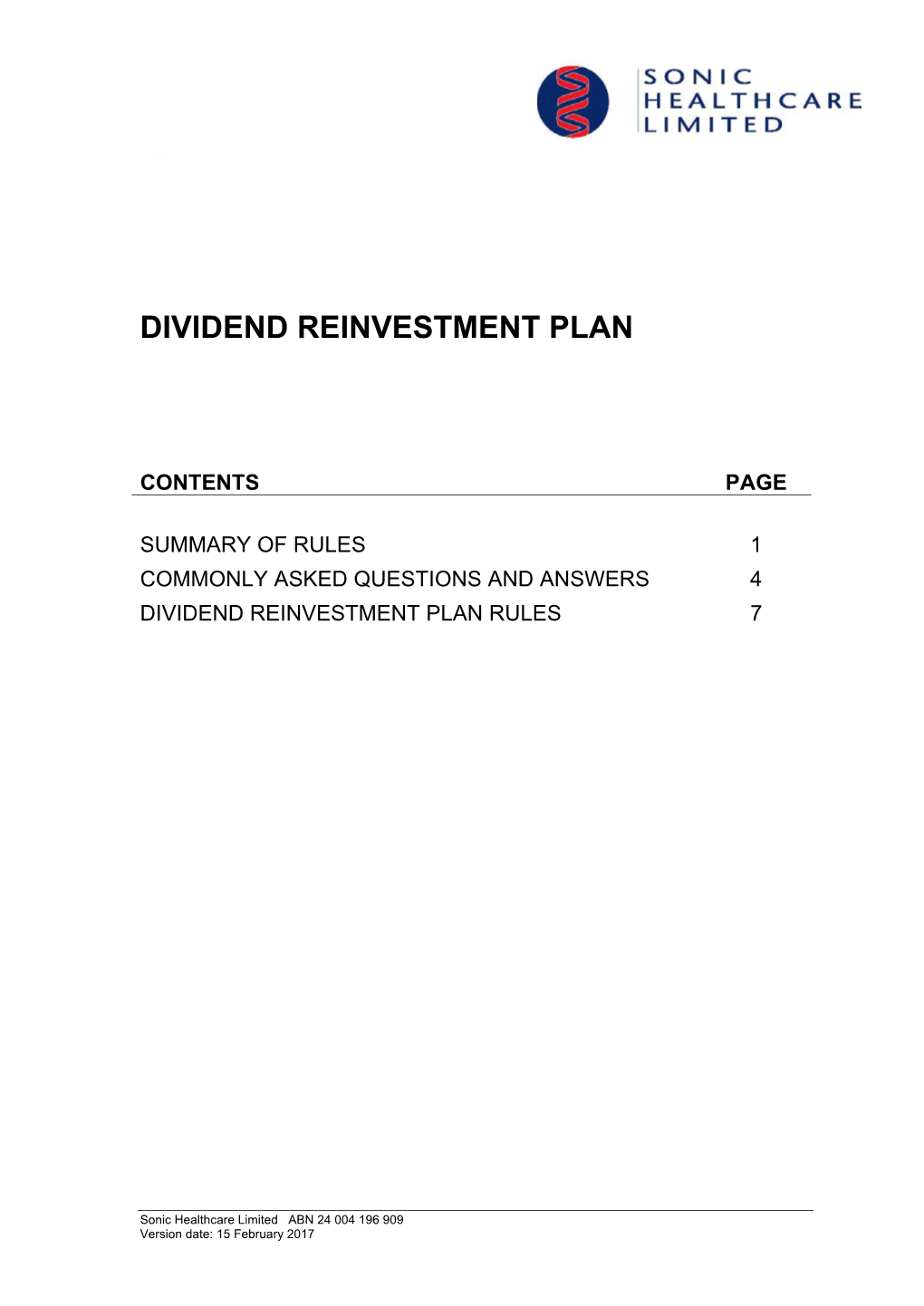 Dividend Reinvestment Plan