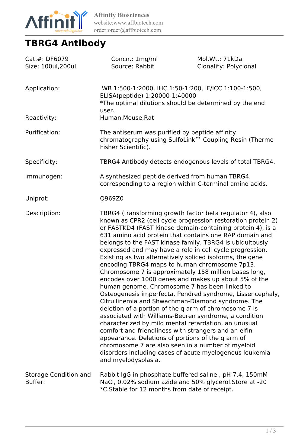 DF6079-TBRG4 Antibody