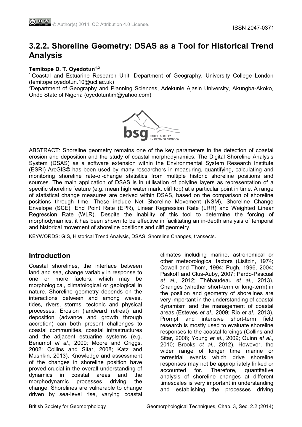 3.2.2. Shoreline Geometry: DSAS As a Tool for Historical Trend Analysis