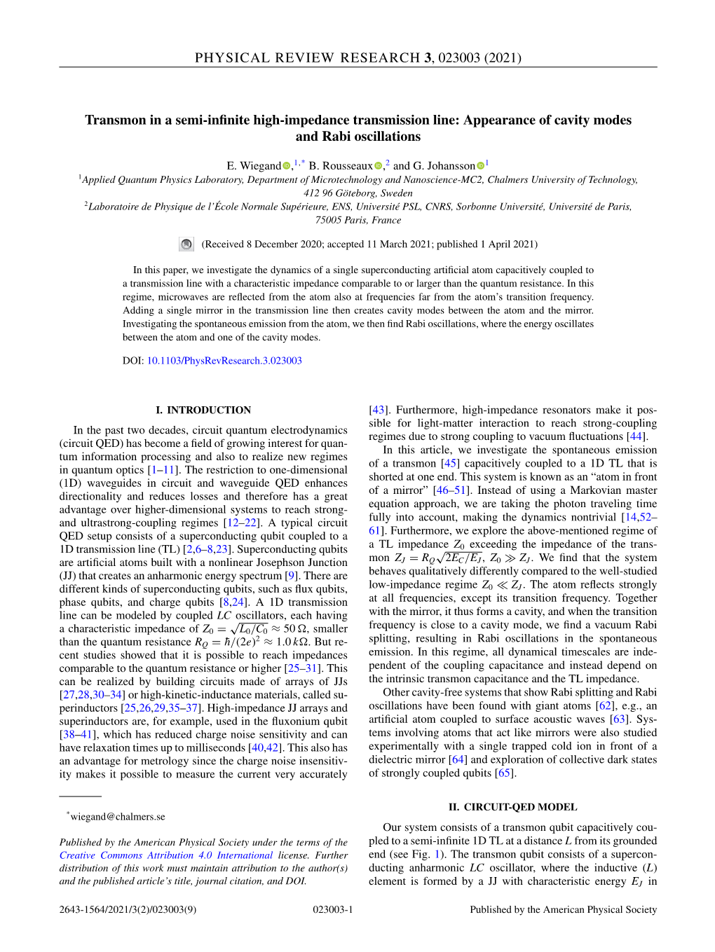 (2021) Transmon in a Semi-Infinite High-Impedance Transmission Line