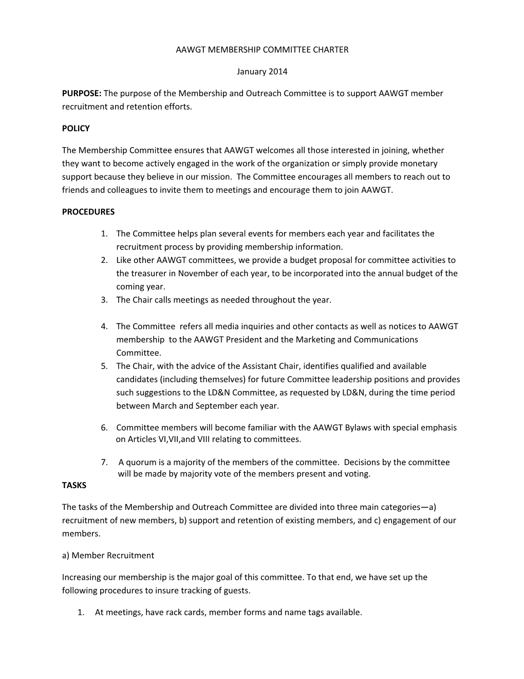 Membership Committee Charter