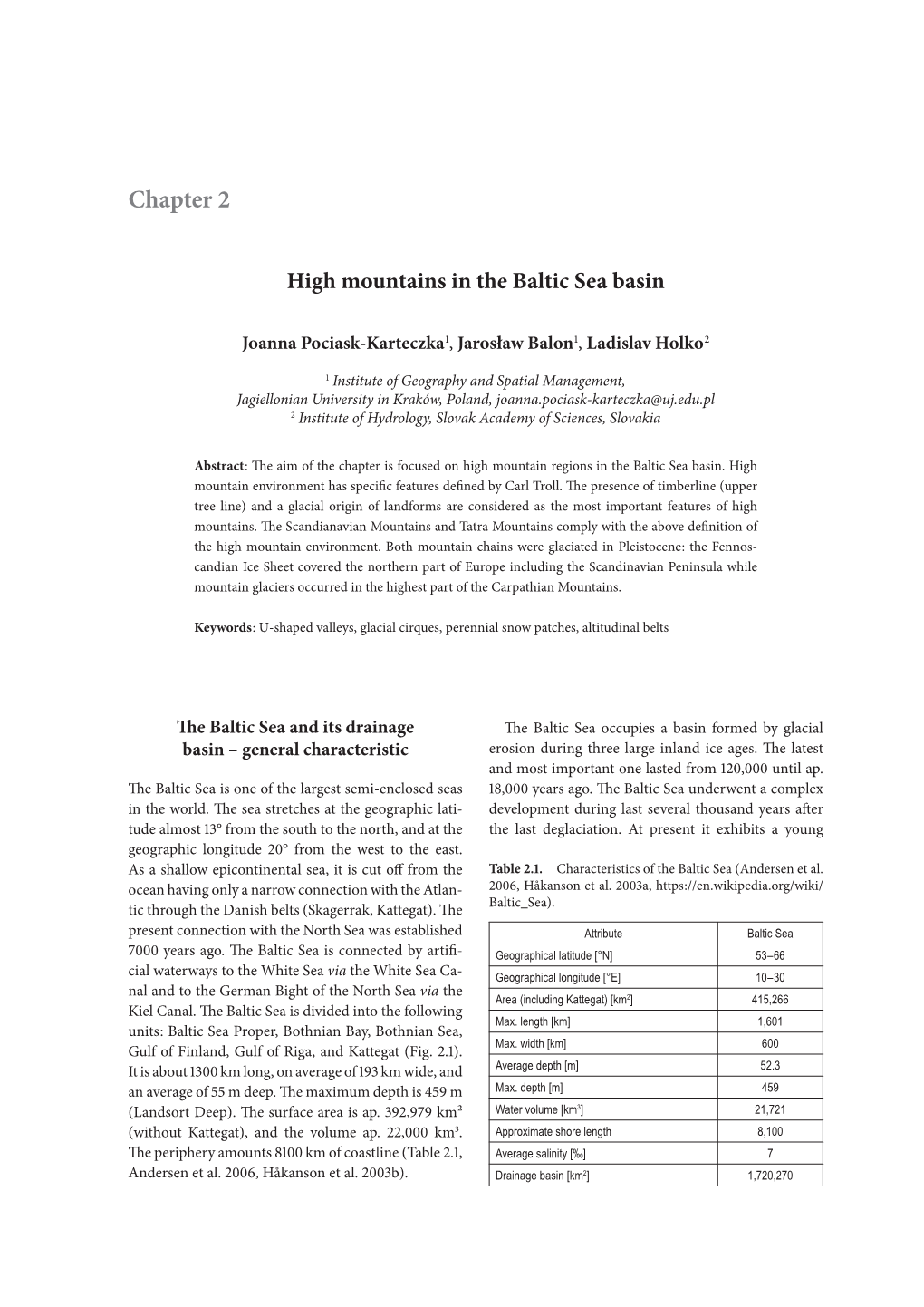 Chapter 2 High Mountains in the Baltic Sea Basin