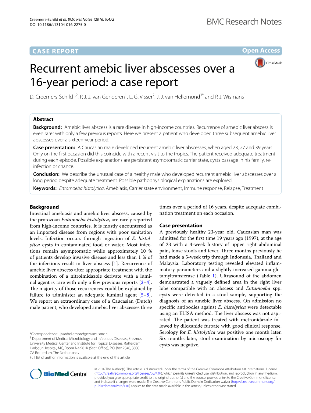 Recurrent Amebic Liver Abscesses Over a 16-Year Period: a Case Report