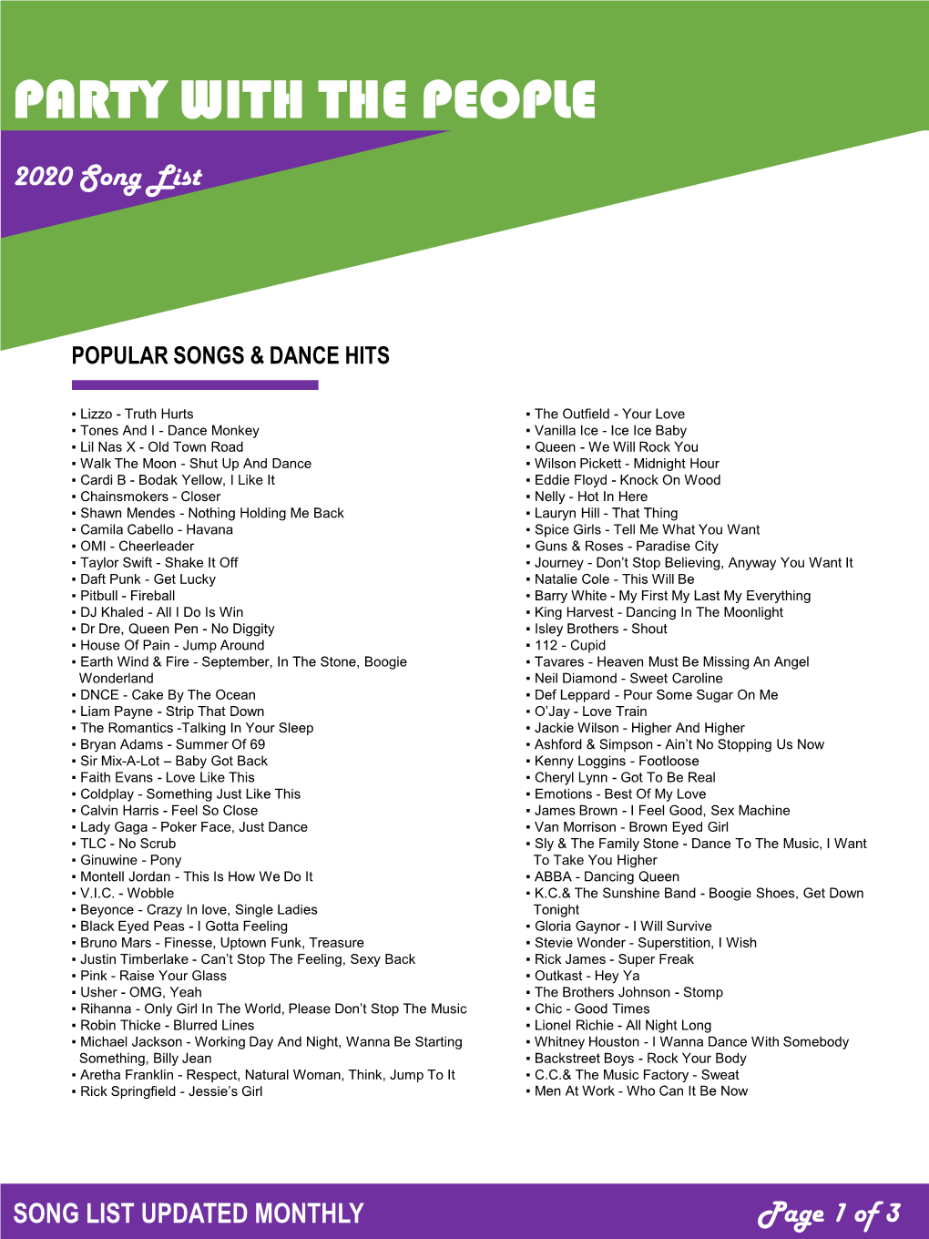 View the Full Song List