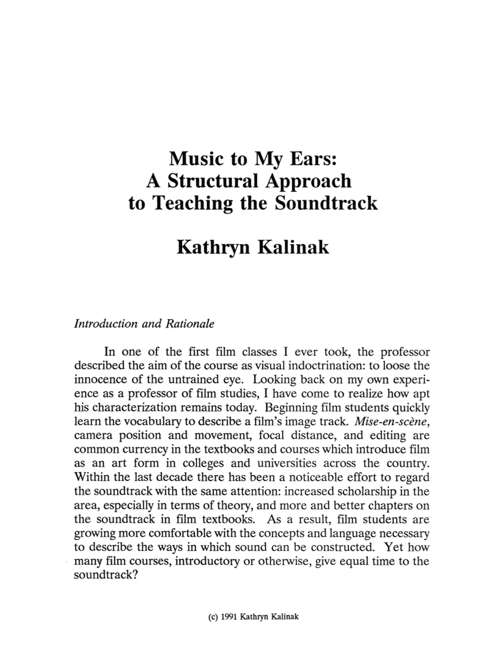 Music to My Ears: a Structural Approach to Teaching the Soundtrack