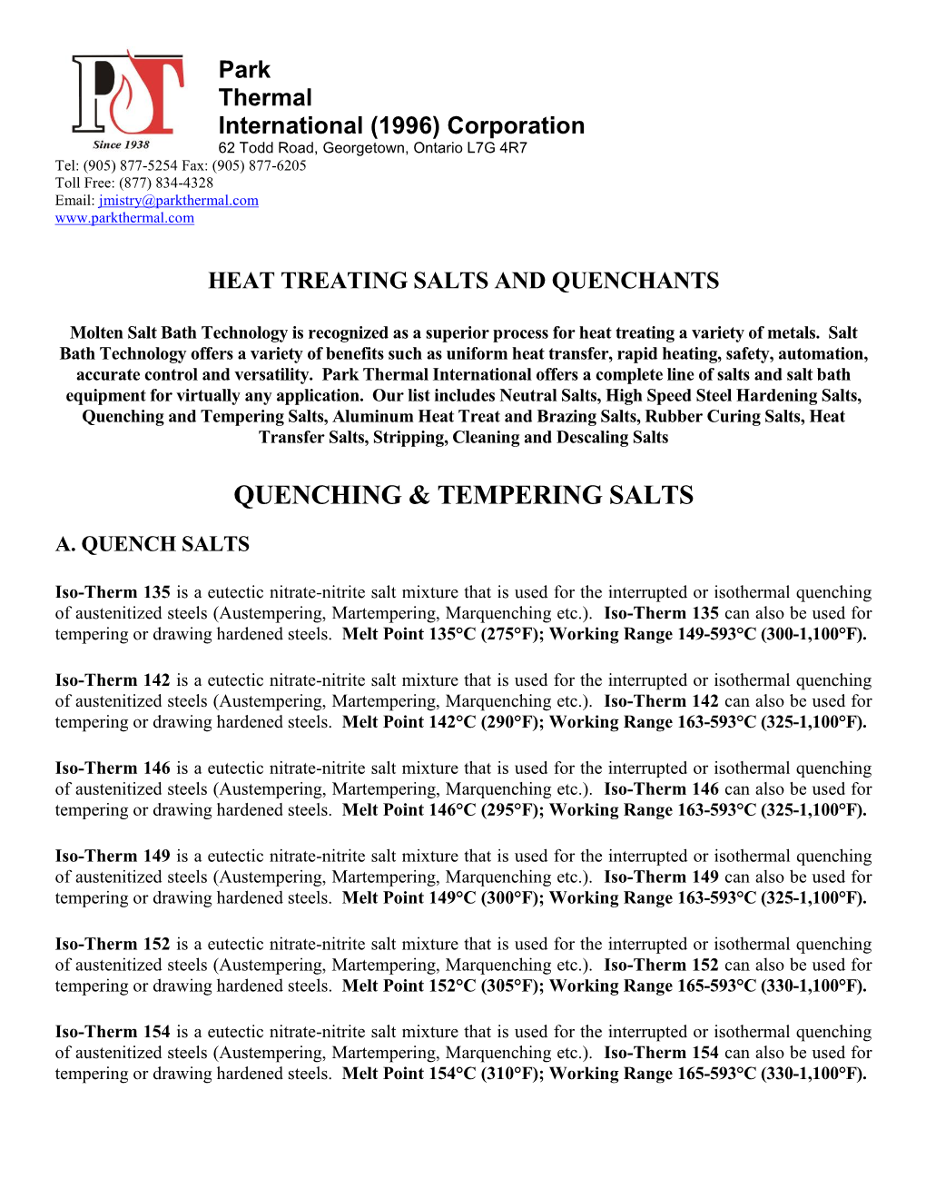 Quenching & Tempering Salts