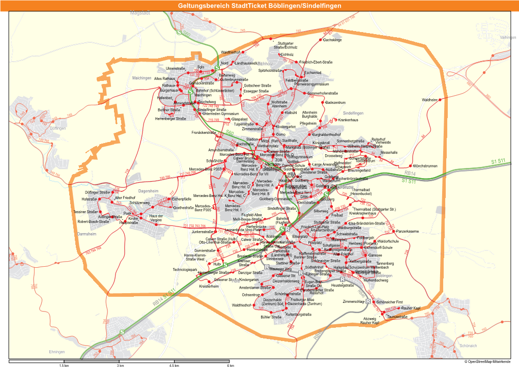 Geltungsbereich Stadtticket Böblingen/Sindelfingen Magstadt 745