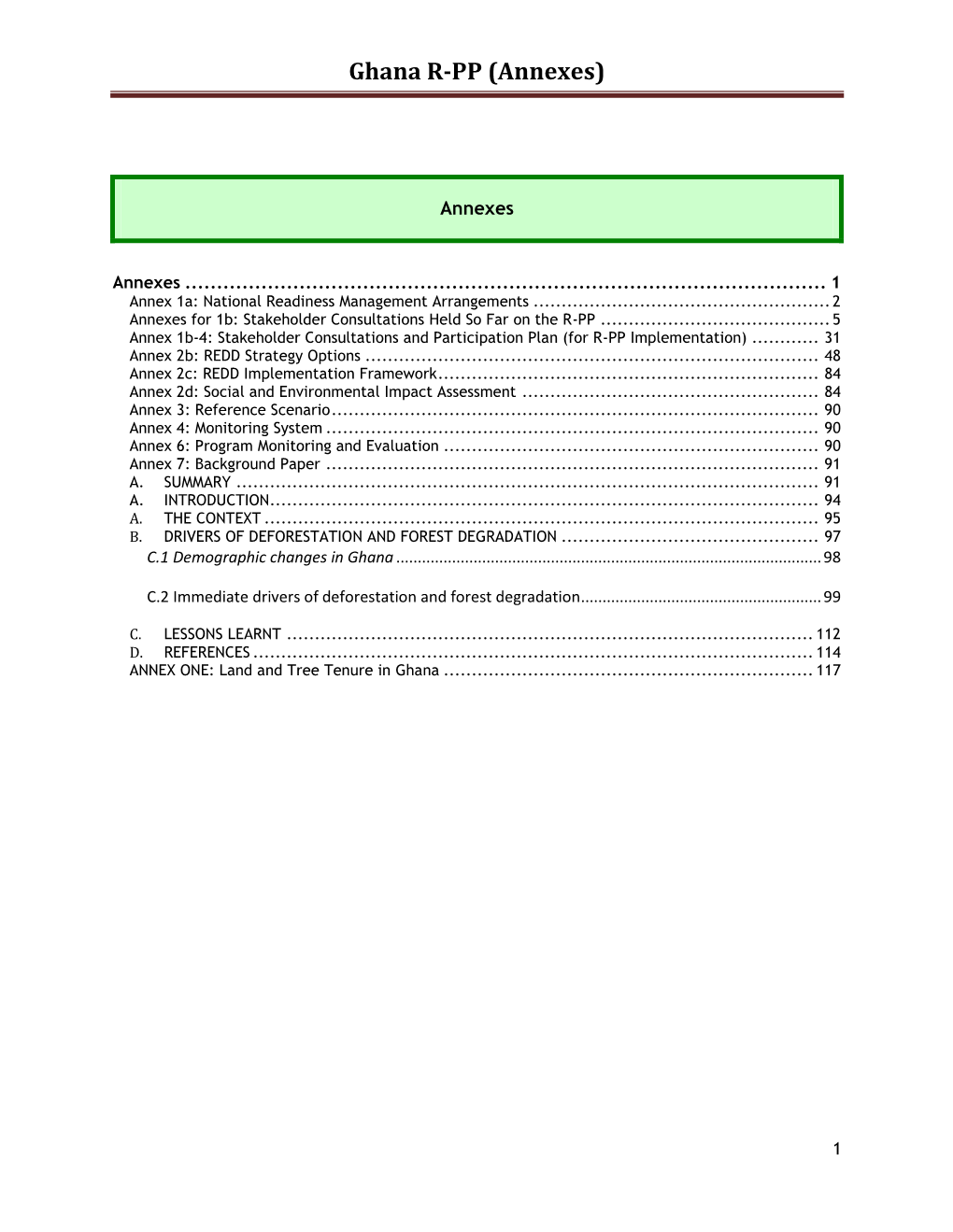 Ghana R-PP (Annexes)