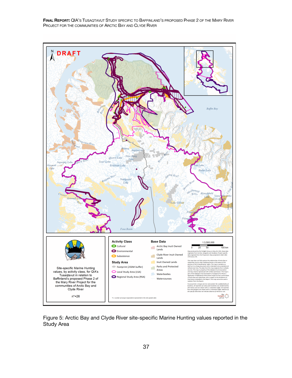 Figure 5: Arctic Bay and Clyde River Site-Specific Marine Hunting Values Reported in the Study Area