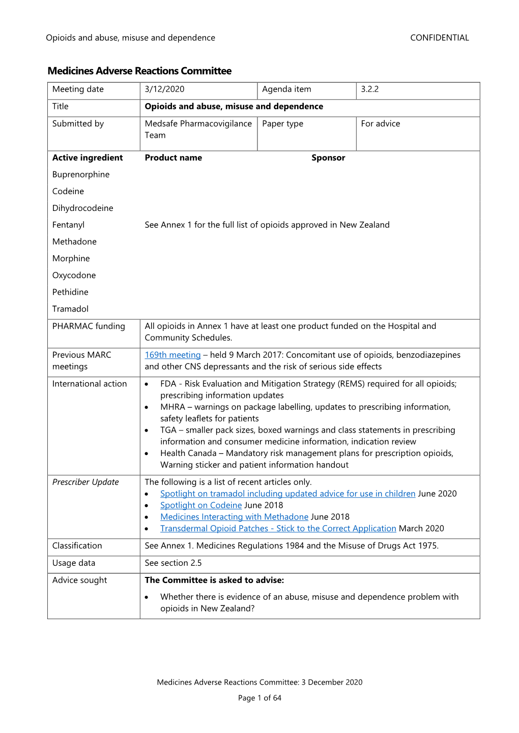 3.2.2 Opioids and Abuse, Misuse and Dependence