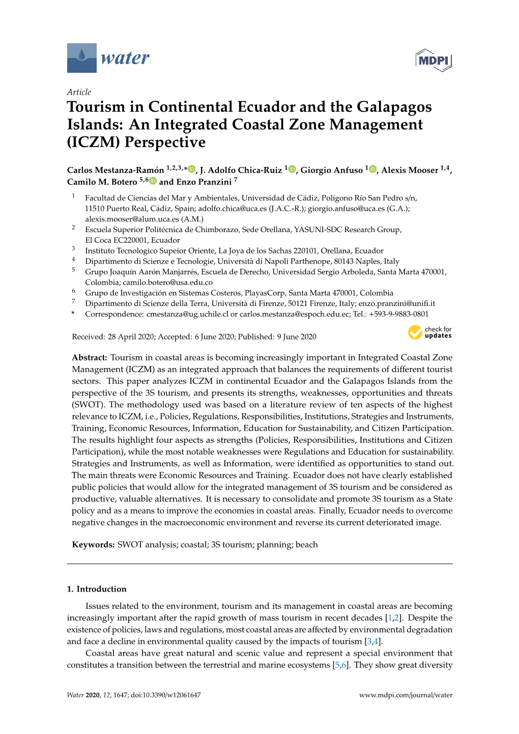 Tourism in Continental Ecuador and the Galapagos Islands: an Integrated Coastal Zone Management (ICZM) Perspective