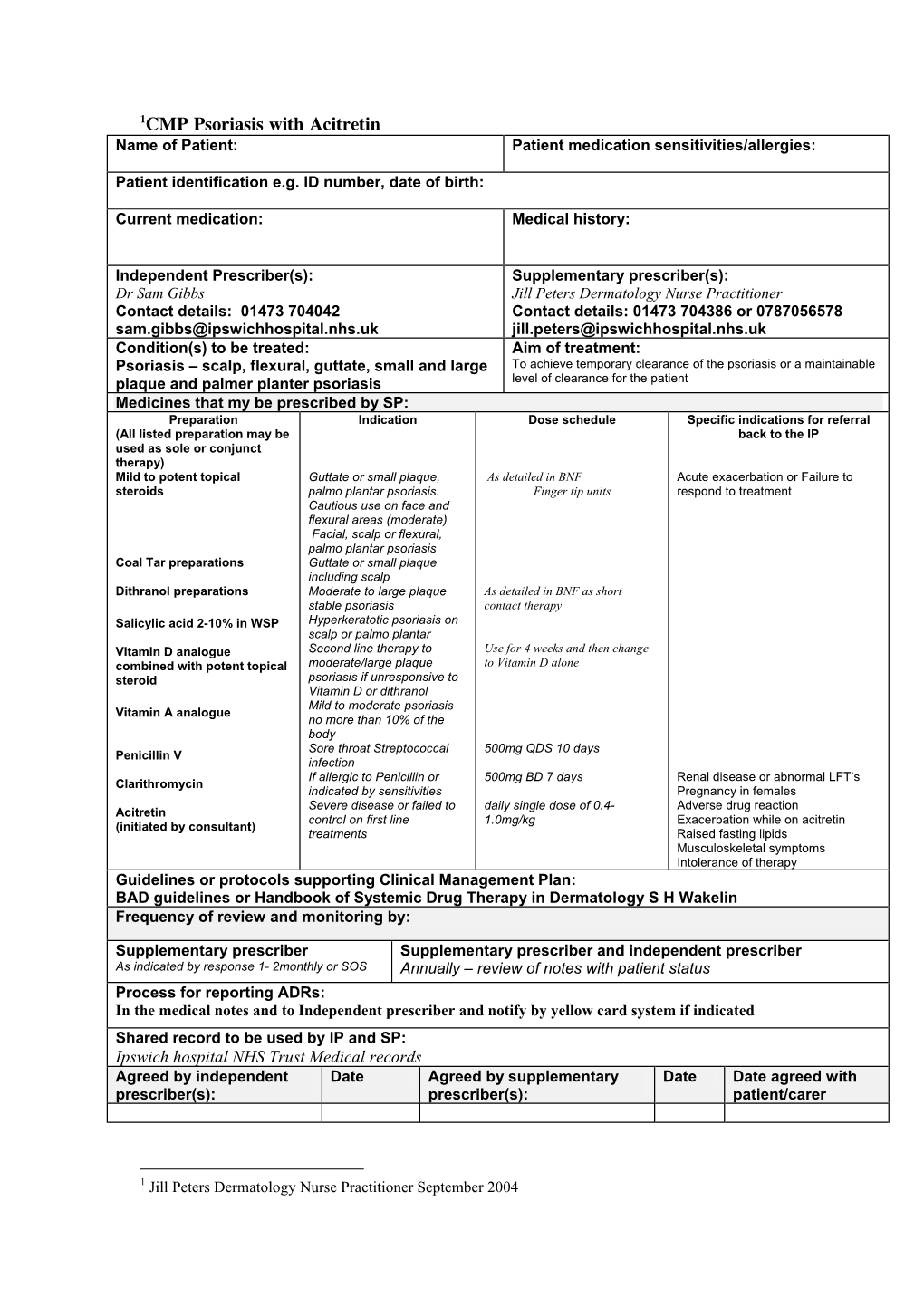 CMP 2 Psoriasis with Acitretin/Methotrexate