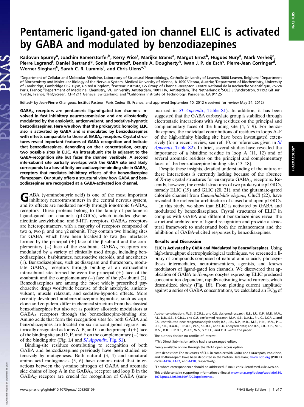 Pentameric Ligand-Gated Ion Channel ELIC Is Activated by GABA And