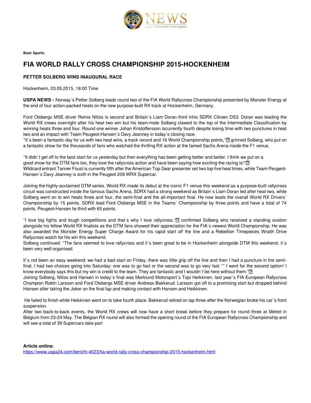 Fia World Rally Cross Championship 2015-Hockenheim