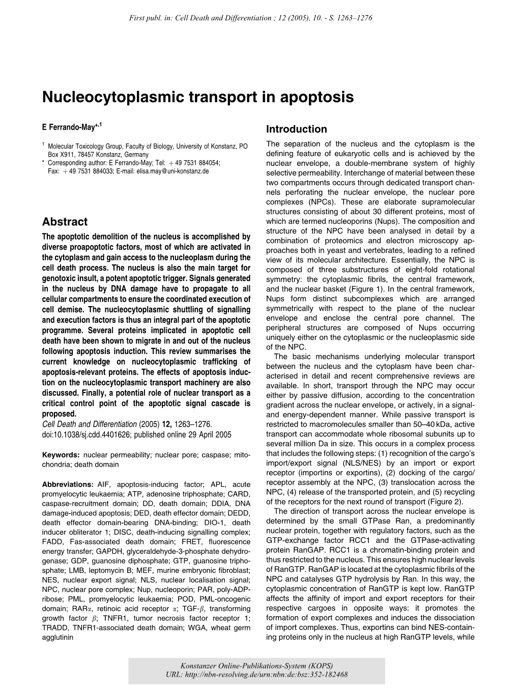Nucleocytoplasmic Transport in Apoptosis