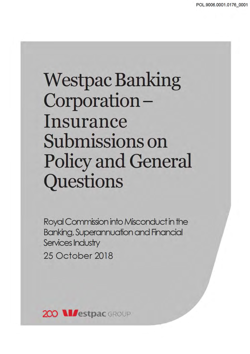 Westpac Banking Corporation - Insurance Submissions on Policy and General Questions
