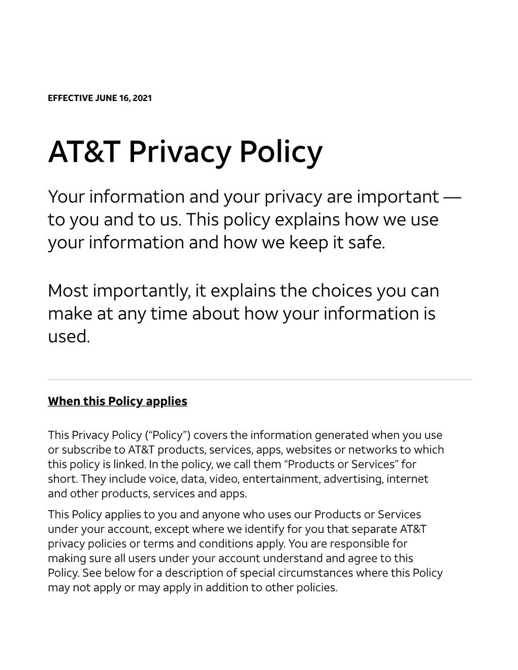 AT&T Privacy Policy